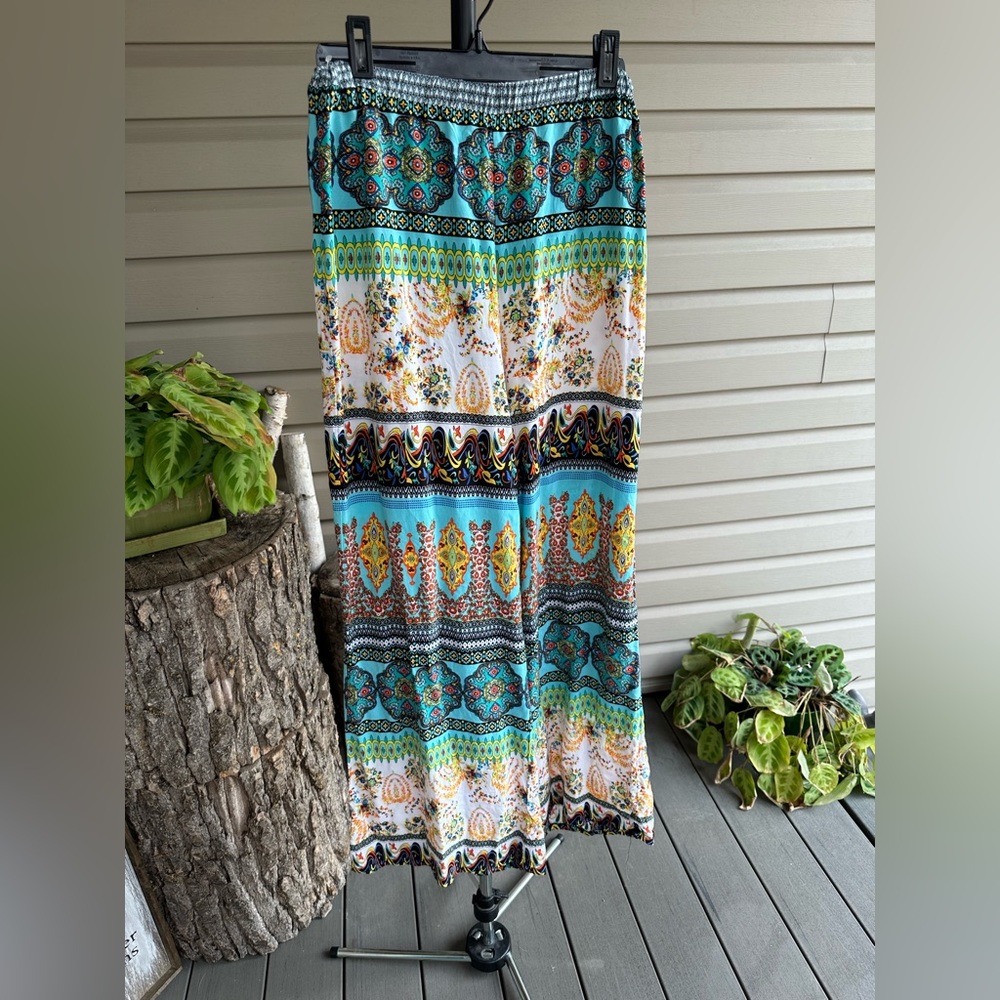 Bohemian flared rayon pants